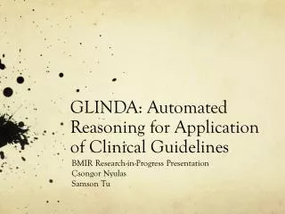 GLINDA: Automated Reasoning for Application of Clinical Guidelines