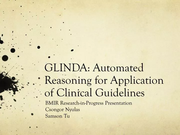 glinda automated reasoning for application of clinical guidelines