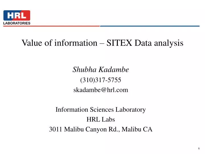 value of information sitex data analysis