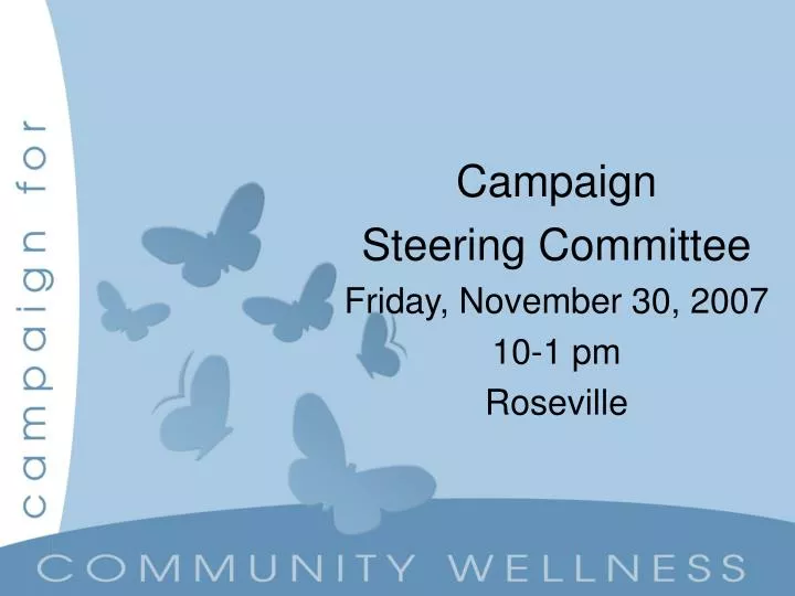 campaign steering committee friday november 30 2007 10 1 pm roseville