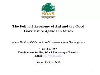 The Political Economy of Aid and the Good Governance Agenda in Africa