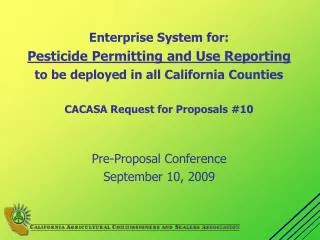 Pre-Proposal Conference September 10, 2009