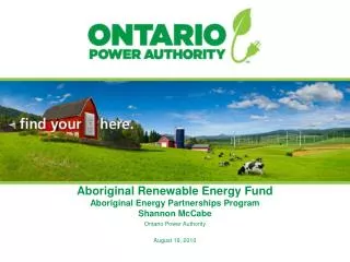 Aboriginal Renewable Energy Fund Aboriginal Energy Partnerships Program Shannon McCabe