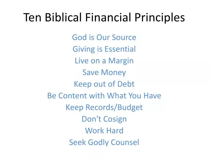 ten biblical financial principles