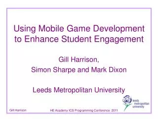 Using Mobile Game Development to Enhance Student Engagement