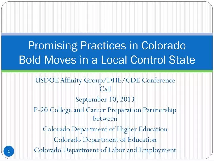 promising practices in colorado bold moves in a local control state