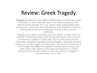 Review: Greek Tragedy