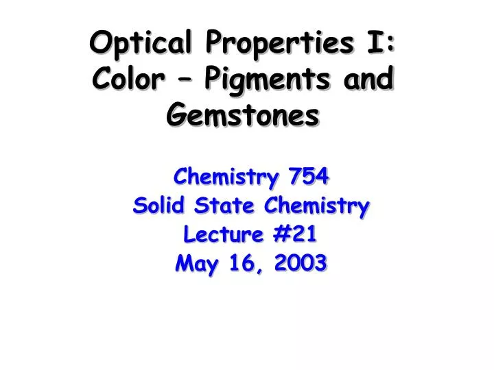 optical properties i color pigments and gemstones