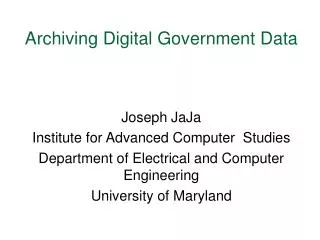 Archiving Digital Government Data