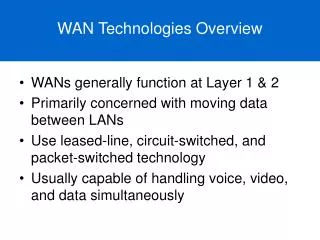WAN Technologies Overview