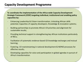 Capacity Development Programme