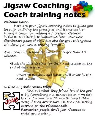 Jigsaw Coaching: Coach training notes