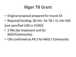 Niger TB Grant