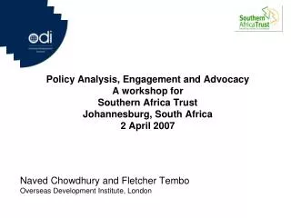 Naved Chowdhury and Fletcher Tembo Overseas Development Institute, London