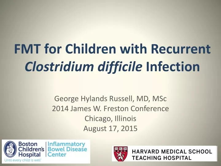 fmt for children with recurrent clostridium difficile infection