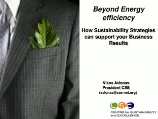 Beyond Energy efficiency How Sustainability Strategies can support your Business Results