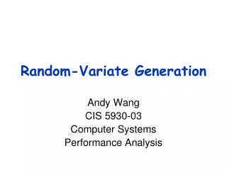 Random- Variate Generation