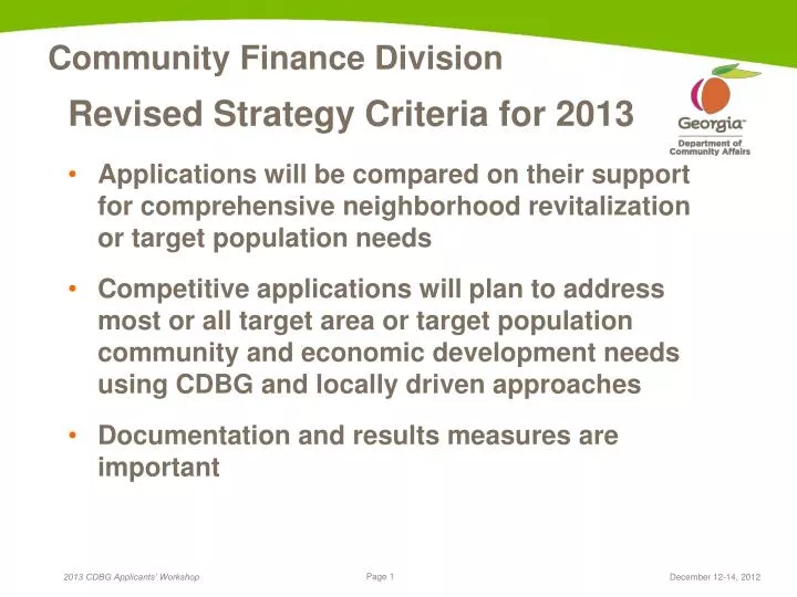 revised strategy criteria for 2013