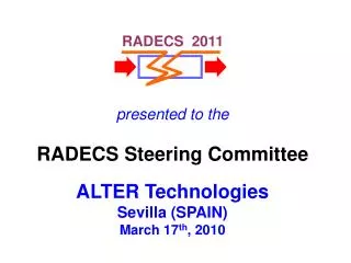 presented to the RADECS Steering Committee ALTER Technologies Sevilla (SPAIN) March 17 th , 2010