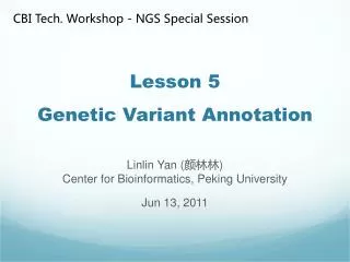 Lesson 5 Genetic Variant Annotation