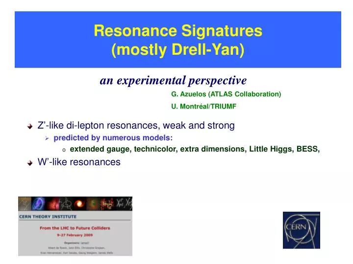 resonance signatures mostly drell yan