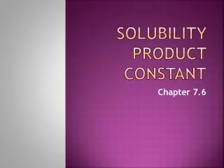 Solubility Product Constant