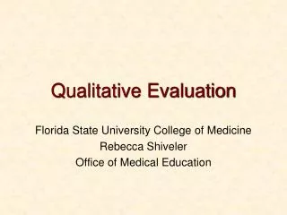 Qualitative Evaluation