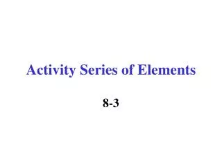 Activity Series of Elements