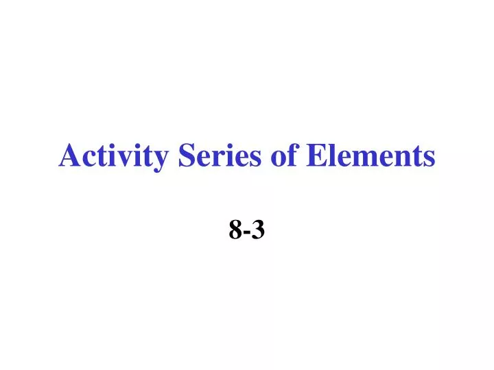 activity series of elements