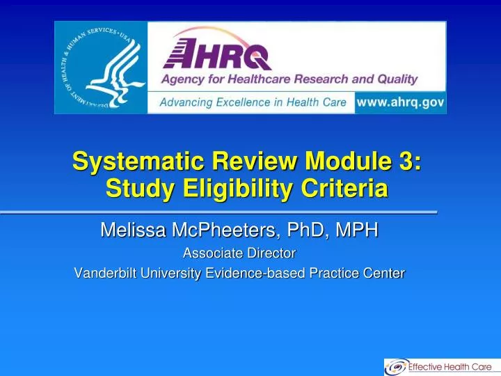 systematic review module 3 study eligibility criteria