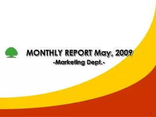 MONTHLY REPORT May, 2009