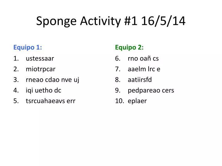sponge activity 1 16 5 14