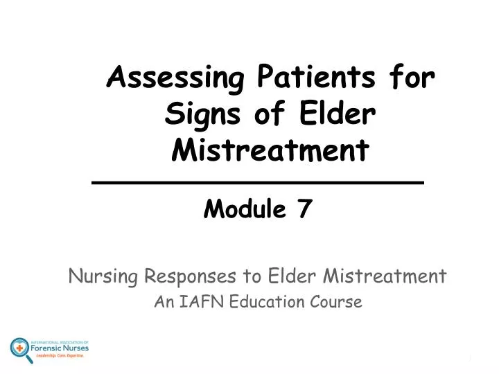 assessing patients for signs of elder mistreatment