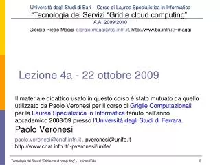 lezione 4a 22 ottobre 2009
