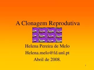 a clonagem reprodutiva