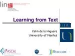 Advances in Learning k-Testable Languages from Text: Challenges and Insights - slide 1
