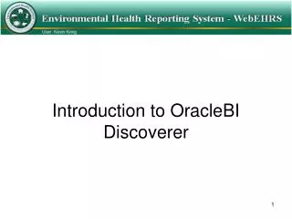 Introduction to OracleBI Discoverer
