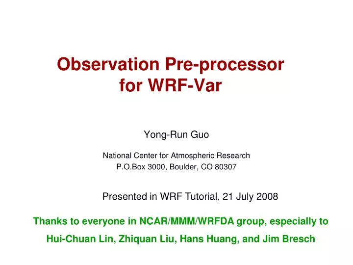 observation pre processor for wrf var