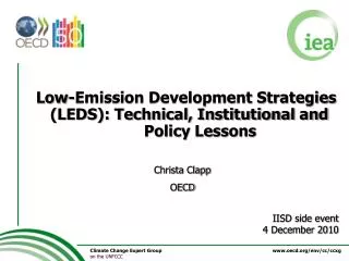 Low-Emission Development Strategies (LEDS): Technical, Institutional and 	Policy Lessons
