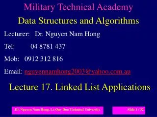 Military Technical Academy Data Structures and Algorithms