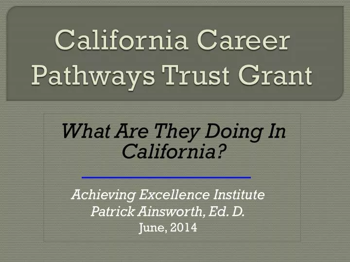 california career pathways trust grant