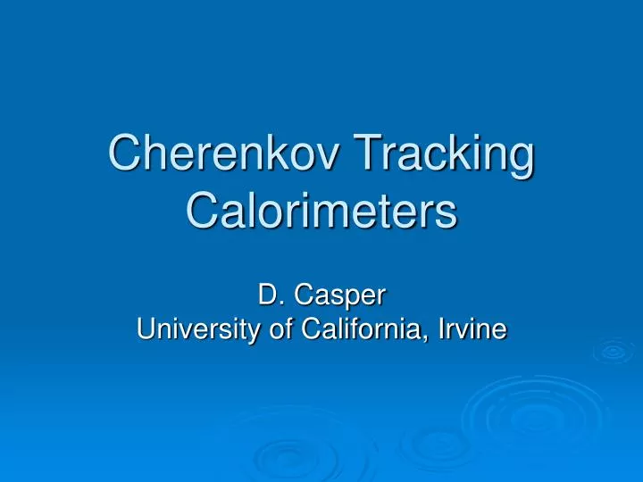 cherenkov tracking calorimeters