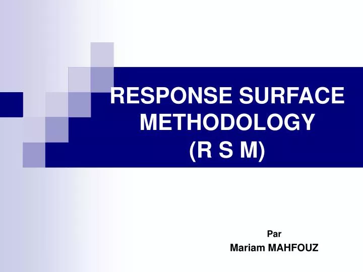 response surface methodology r s m
