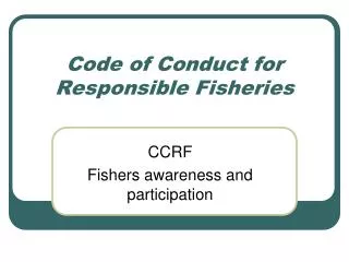 Code of Conduct for Responsible Fisheries