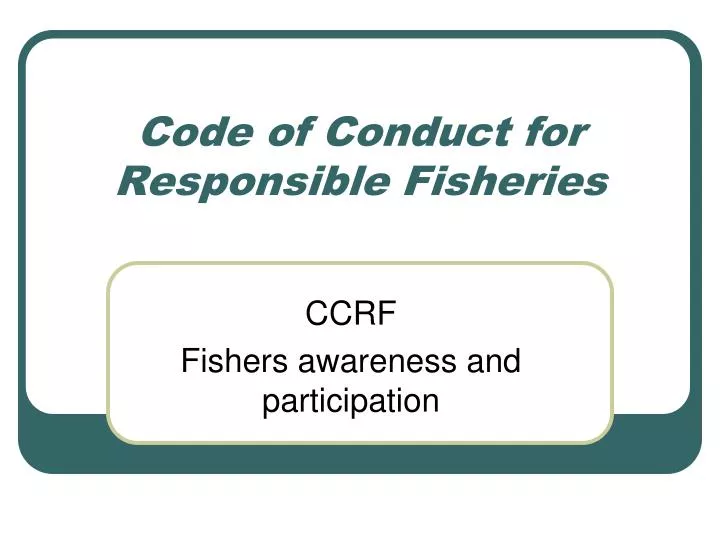 code of conduct for responsible fisheries