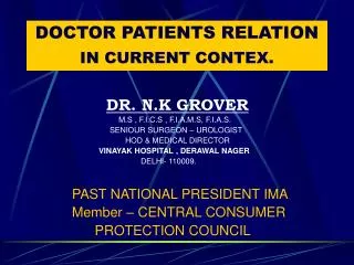 DOCTOR PATIENTS RELATION IN CURRENT CONTEX.
