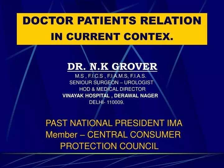 doctor patients relation in current contex