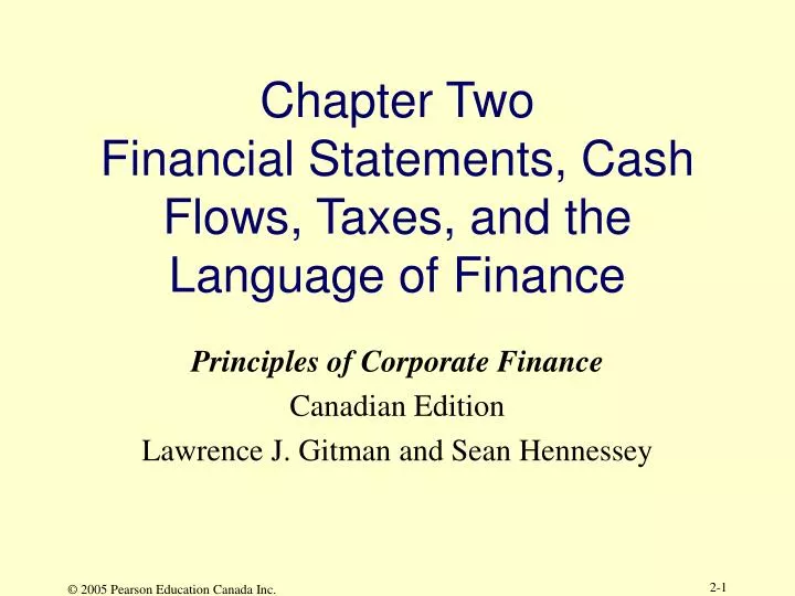 chapter two financial statements cash flows taxes and the language of finance