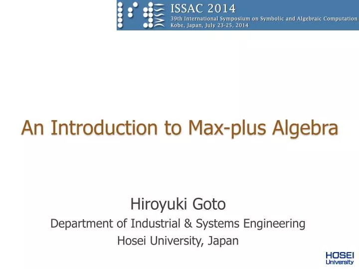 an introduction to max plus algebra
