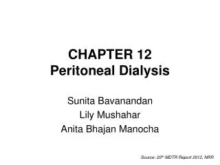 CHAPTER 12 Peritoneal Dialysis